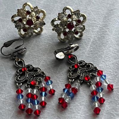 Red colored clip on earrings