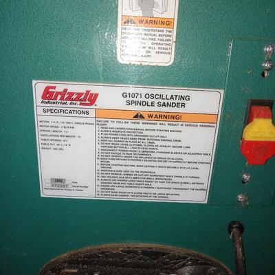 Grizzly 1 hp Spindle Sander