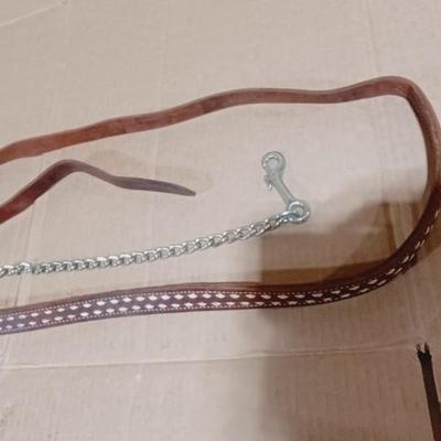 NICE LEATHER HORSE HALTER WITH MATCHING LEAD ROPE