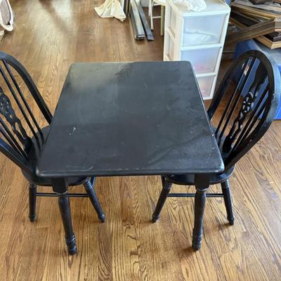 BLACK KIDS TABLE, CHAIRS