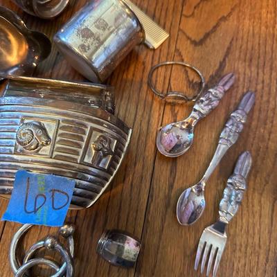 STERLING AND SILVER PLATE BABY CUP & MORE