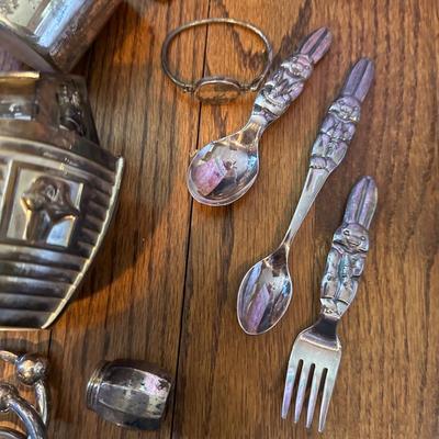 STERLING AND SILVER PLATE BABY CUP & MORE