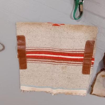 NYLON HORSE HALTER, WOOL SADDLE PAD, SADDLE BLANKET AND CINCH