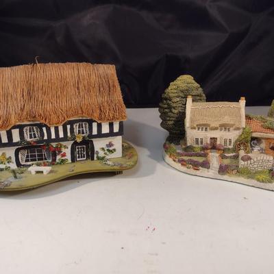 Pair of Cottage Figurines- One is Musical