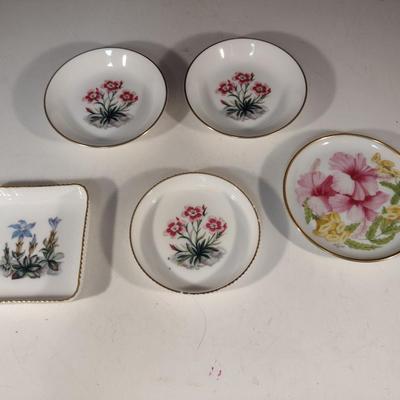 Collection of Miniature Porcelain Pin/Butter Pat Dishes- Assorted Makers