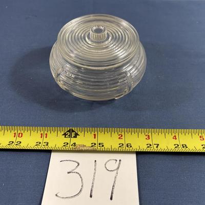 Vintage 1940 Jeanette Ribbed Glass Powder Jar