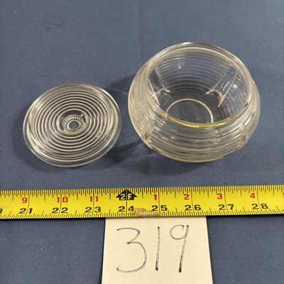 Vintage 1940 Jeanette Ribbed Glass Powder Jar