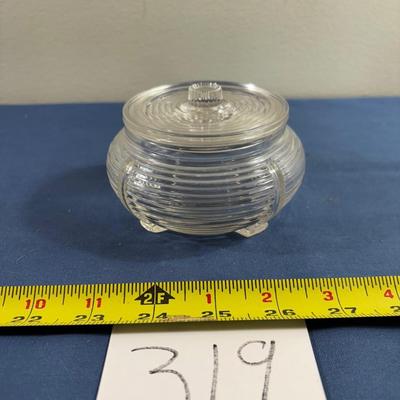 Vintage 1940 Jeanette Ribbed Glass Powder Jar