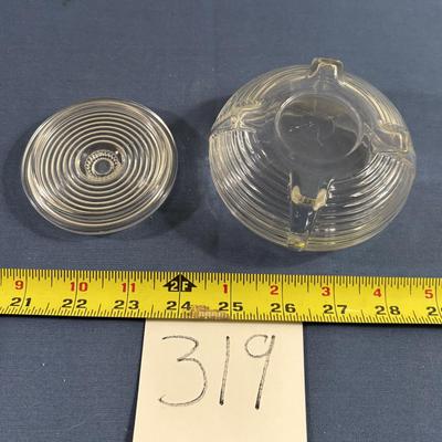 Vintage 1940 Jeanette Ribbed Glass Powder Jar