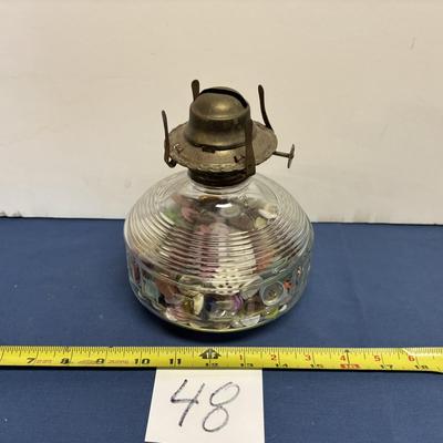 Vintage Kerosene Lamp Filled With Buttons