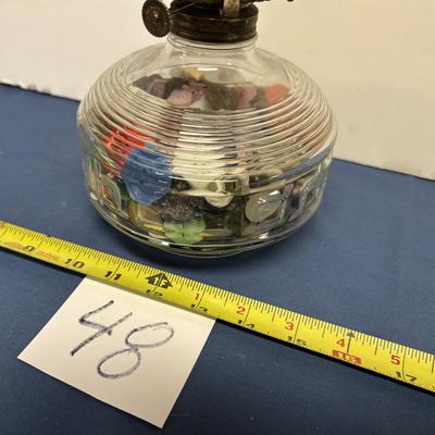 Vintage Kerosene Lamp Filled With Buttons