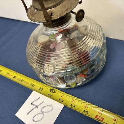 Vintage Kerosene Lamp Filled With Buttons