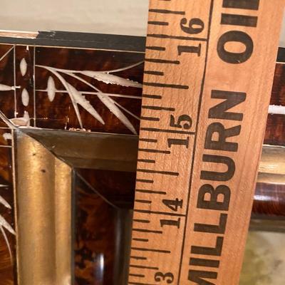 Vintage Inlay wood frame with Corot Print, very ornate