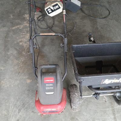 Troy bilt electric tiller and agrifab seeder