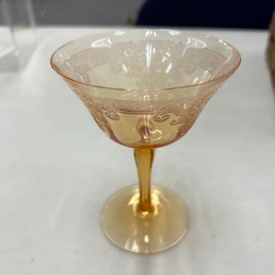 Fostoria Vesper Amber champagne / tall sherbert glasses