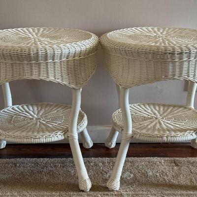 Pair of Wicker Style Side Tables