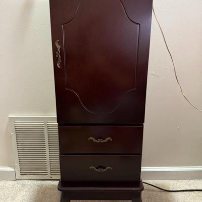 Wood Jewelry Chest w/ costume jewelry