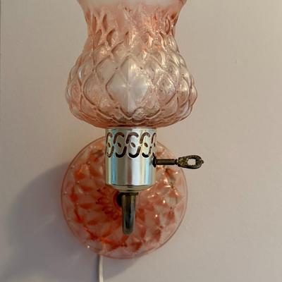 Vintage Pink Glass Wall Lamp