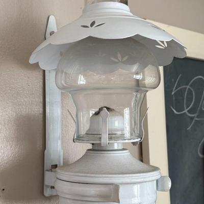 Antique White Metal Wall Hanging Oil Lamp