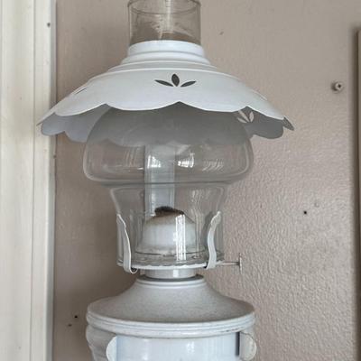 Antique White Metal Wall Hanging Oil Lamp