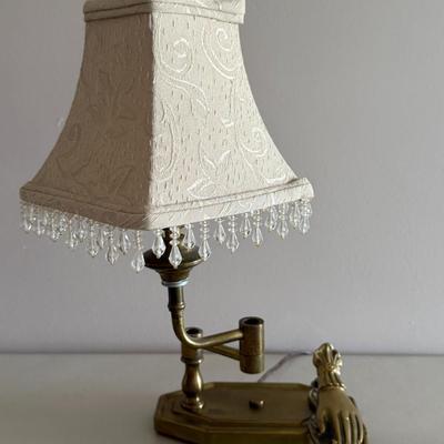 Antique Brass Desk Lamp w/ Letter Holder