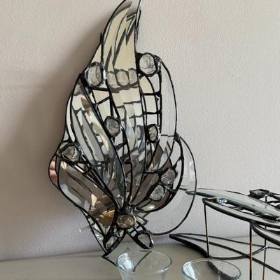 Pair of Decorative Glass Wall Hanging Votive Holders