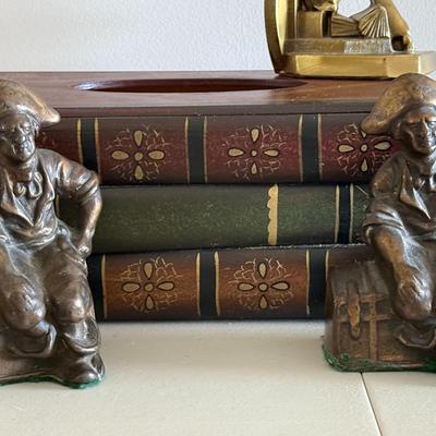 Vintage Heavy Bronze Bookends Lot