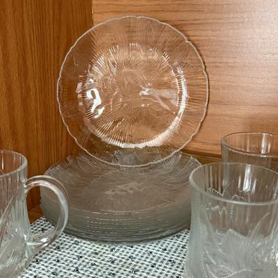 Glass Coffee Cup and Dessert Plates Lot