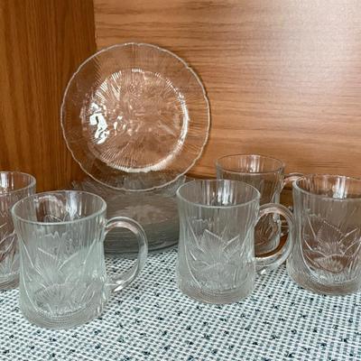 Glass Coffee Cup and Dessert Plates Lot