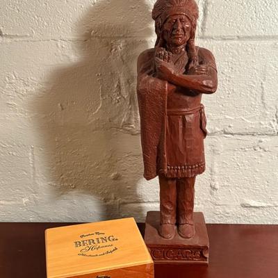 Vintage 1997 Wetherbee 914 Cigar Indian Statue (22") and Cigar Box
