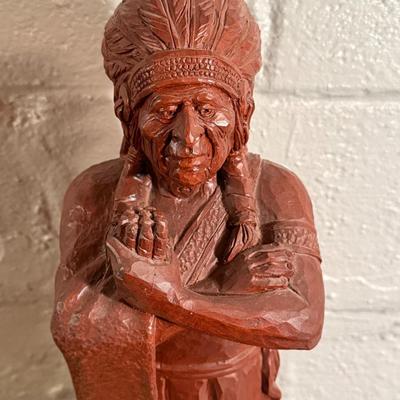 Vintage 1997 Wetherbee 914 Cigar Indian Statue (22") and Cigar Box