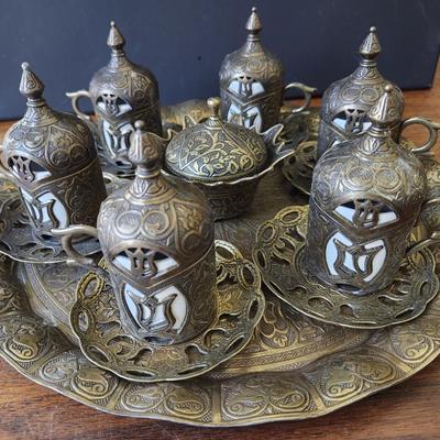 Turkish Old Brass Espresso Coffee Service