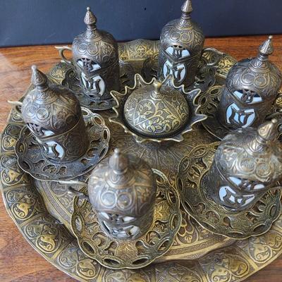 Turkish Old Brass Espresso Coffee Service