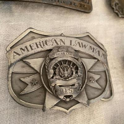 Vintage belt buckle collection Americana, Train