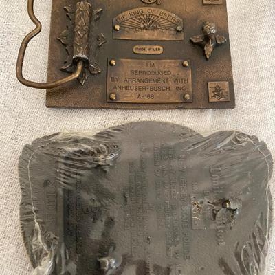 Assortment of Vintage belt buckles including Budweiser