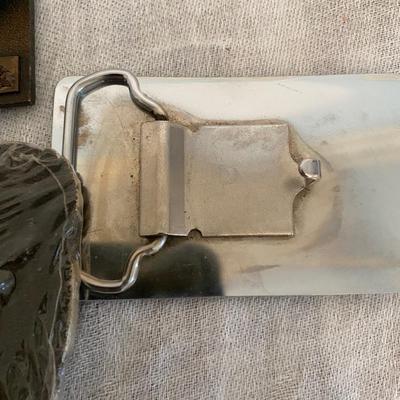 Assortment of Vintage belt buckles including Budweiser