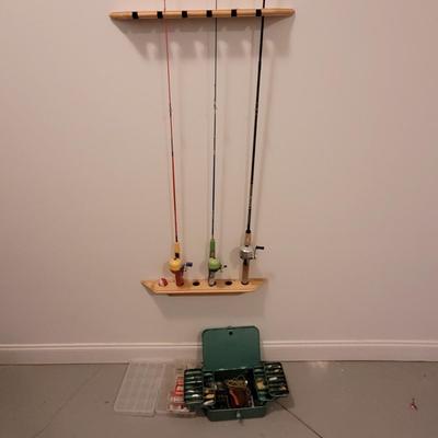 Shakespeare & Rainbow Fishing Rods + Tackle Box (BS-EL)