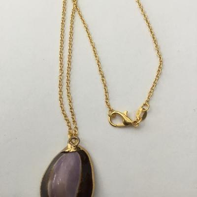 Vintage purple Cowrie shell & Gold 925 necklace