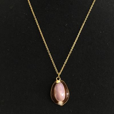 Vintage purple Cowrie shell & Gold 925 necklace