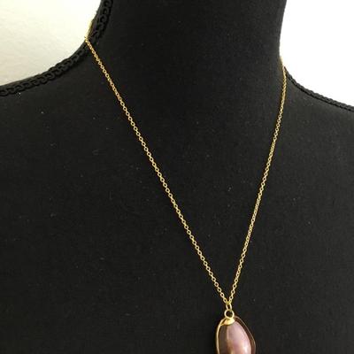 Vintage purple Cowrie shell & Gold 925 necklace