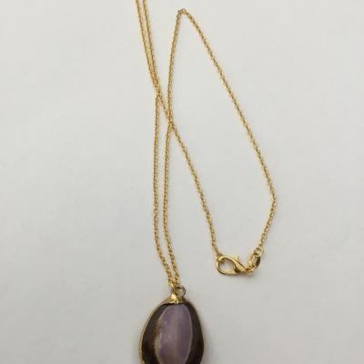 Vintage purple Cowrie shell & Gold 925 necklace