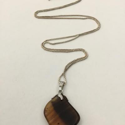 Vintage 925 silver chain & Tigers, eye pendant
