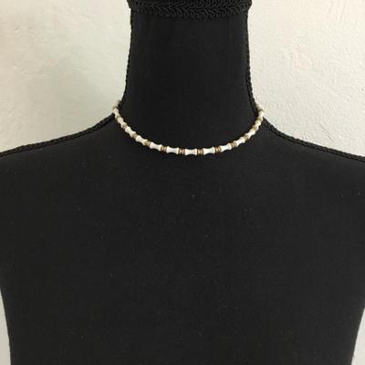 Vintage Monet, gold tone, white Lucite bamboo on chain 28 inch necklace