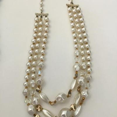 Vintage three strand beaded necklace