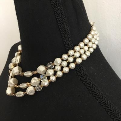 Vintage three strand beaded necklace