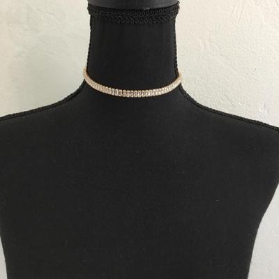 New Gold tone crystal choker necklace