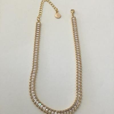 New Gold tone crystal choker necklace