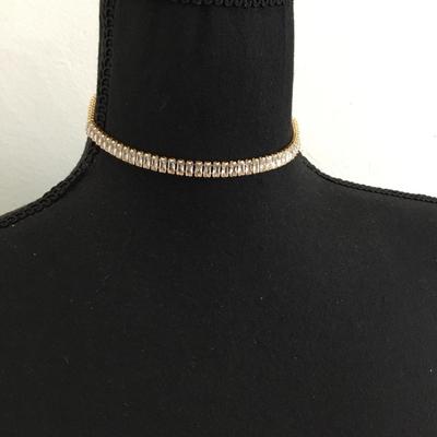 New Gold tone crystal choker necklace