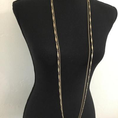 Vintage Gold tone long chain necklace