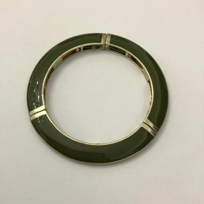 Vintage Olive green enamel stretch bracelet